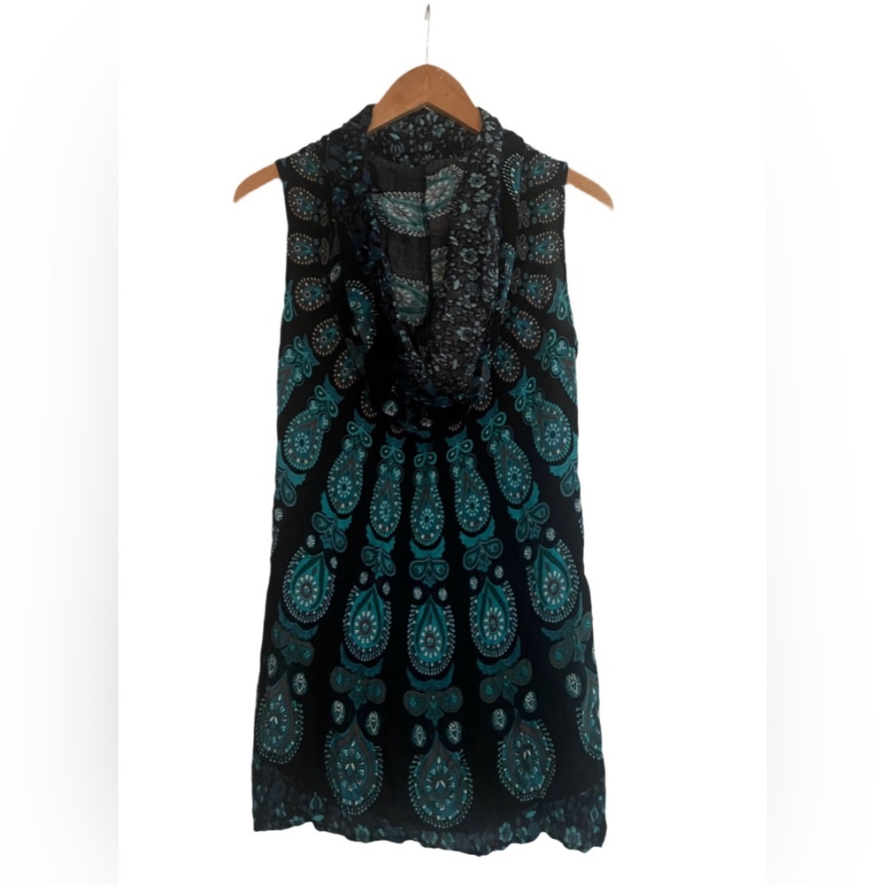 Earthbound Trading Co Mandala Print Sleeveless Hooded High-Neck Short Dress S - Picture 4 of 7